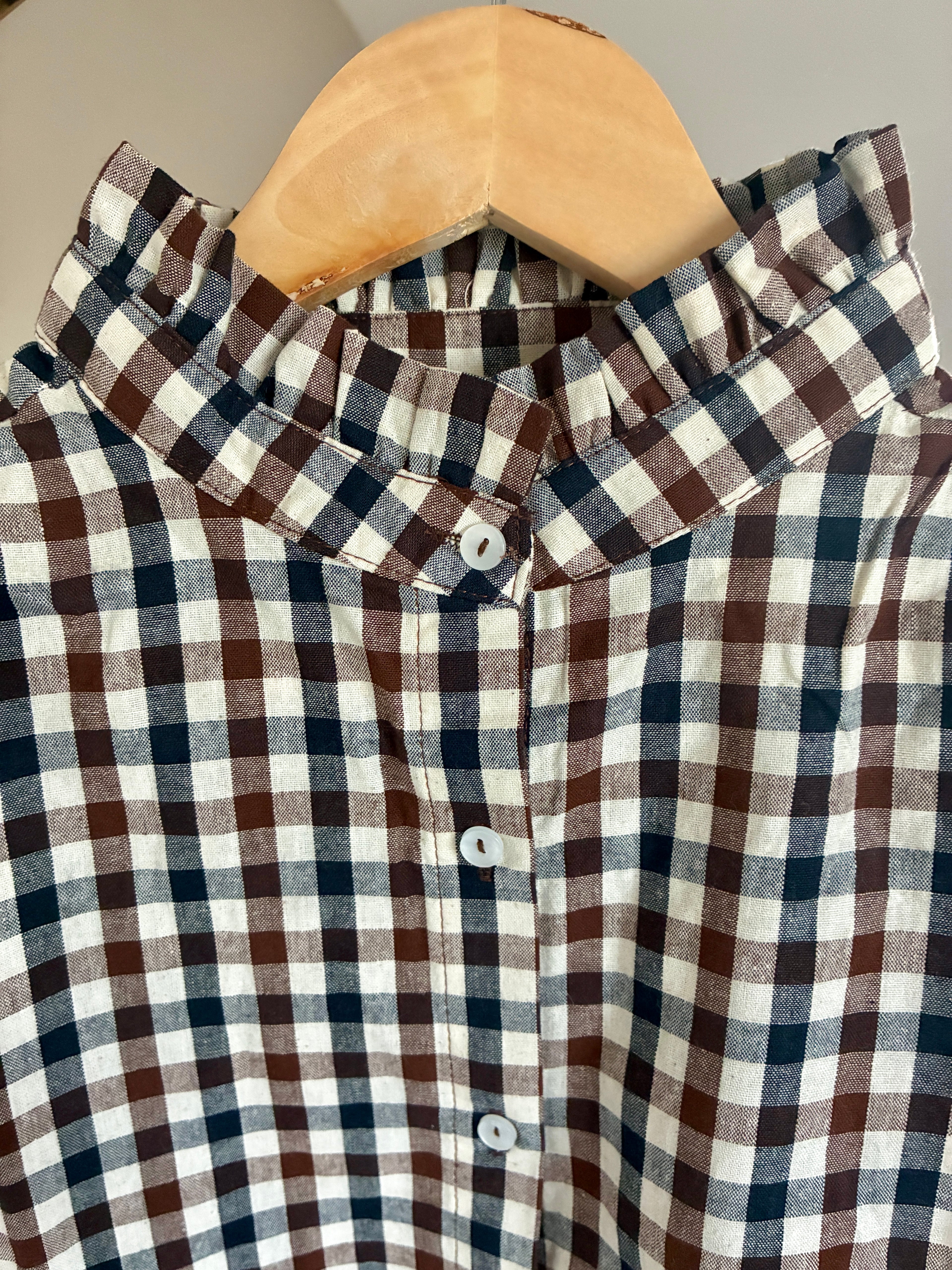 Chemisier-carreaux-Marron-Bleu