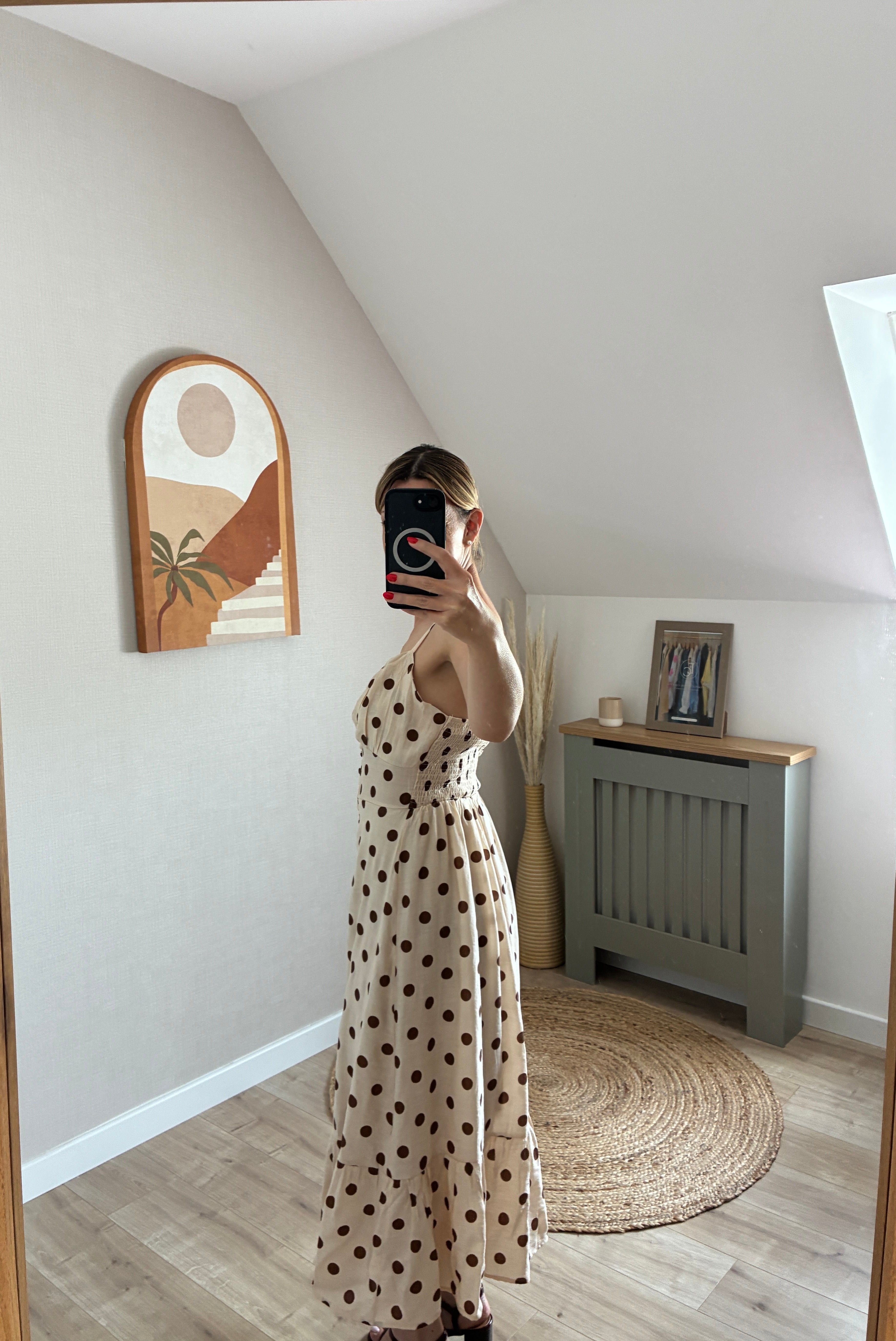 Robe beige à pois marron Shanys