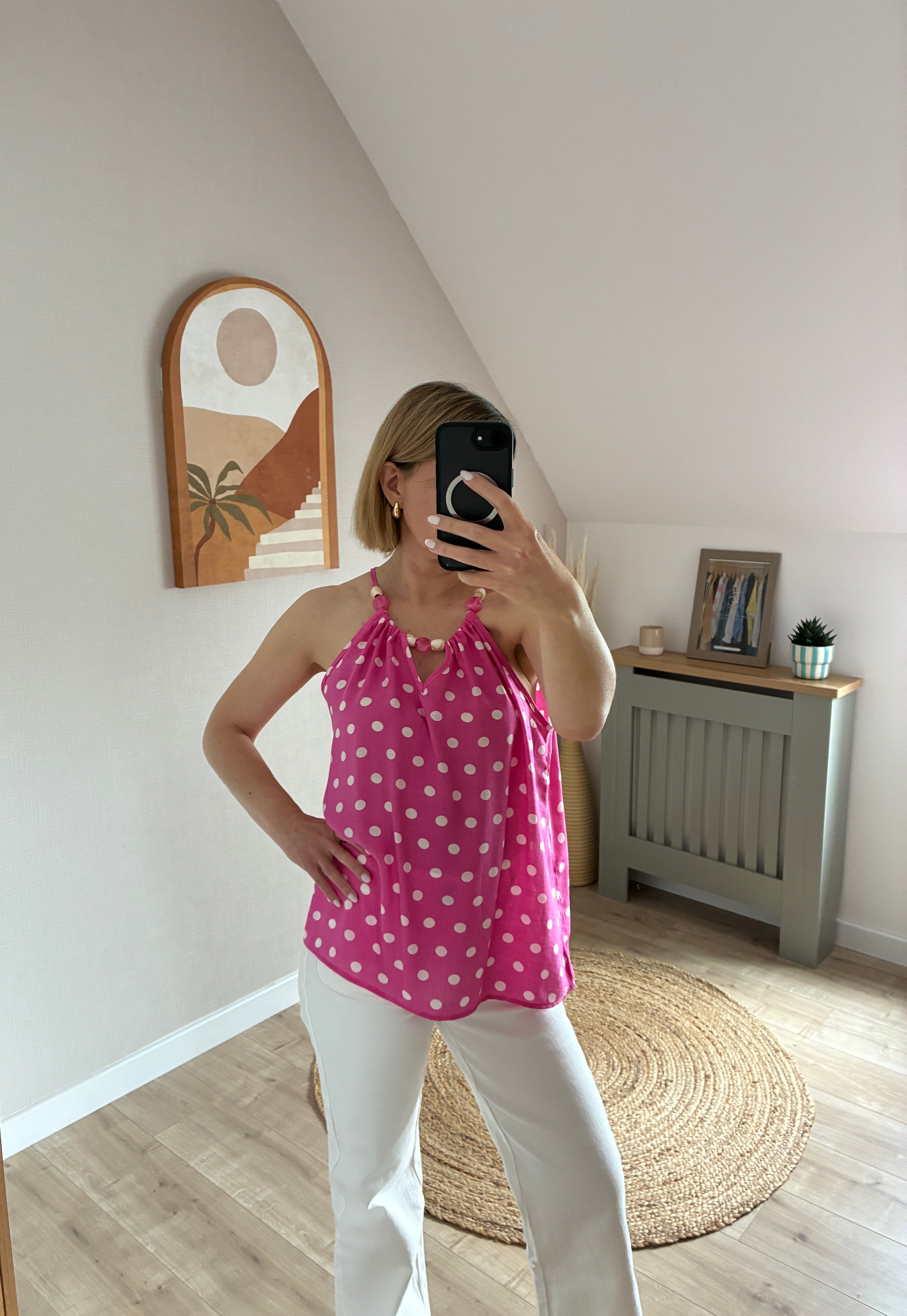 Top rose à pois Esmée