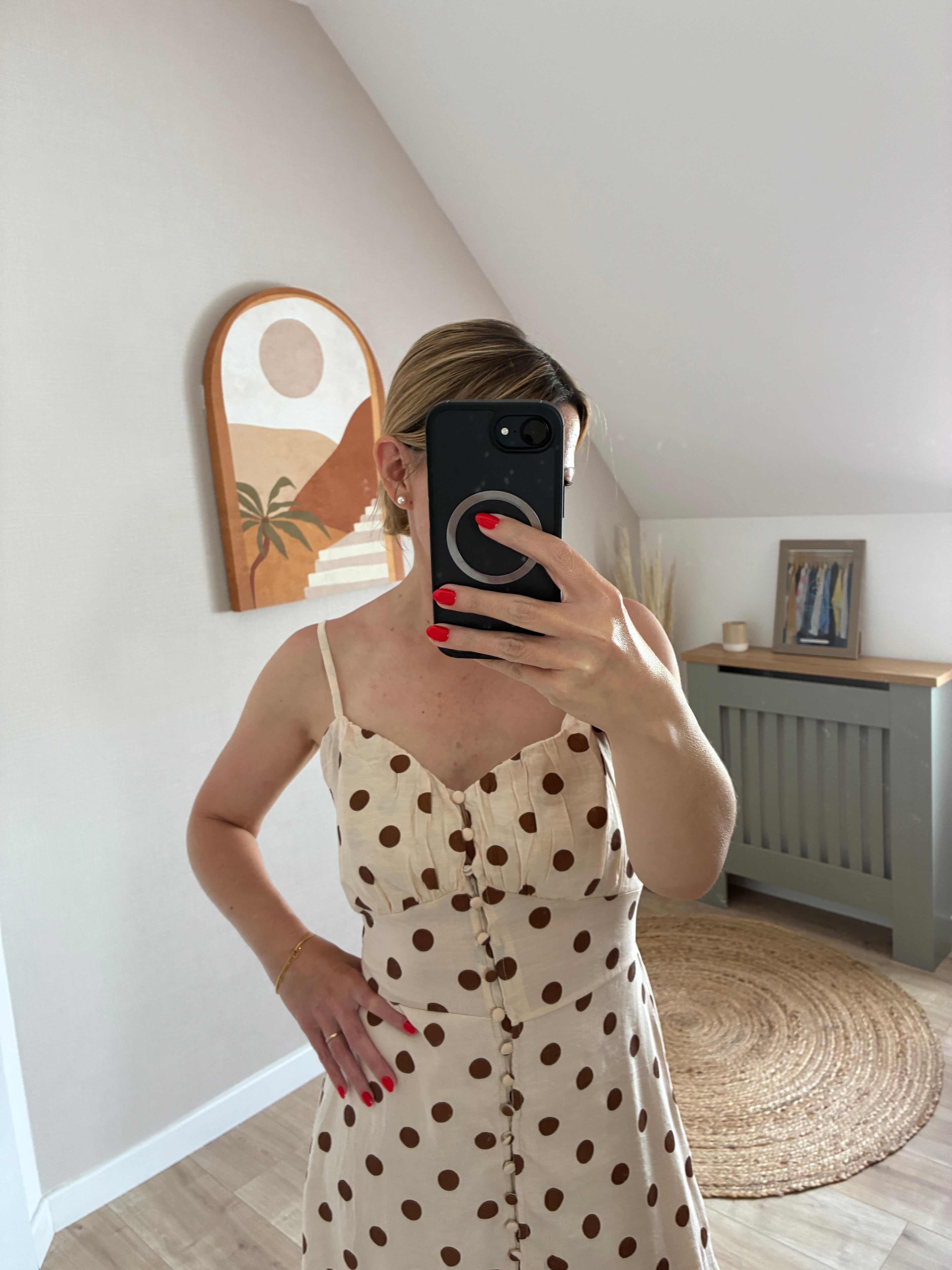 Robe beige à pois marron Shanys