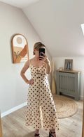 Robe beige à pois marron Shanys