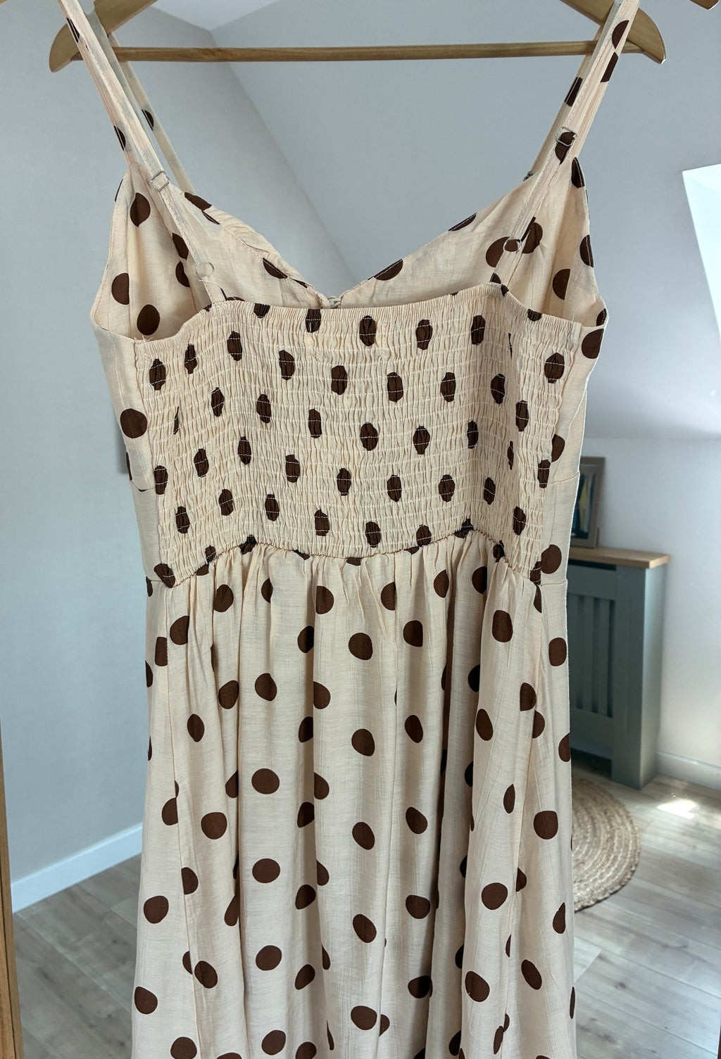 Robe beige à pois marron Shanys