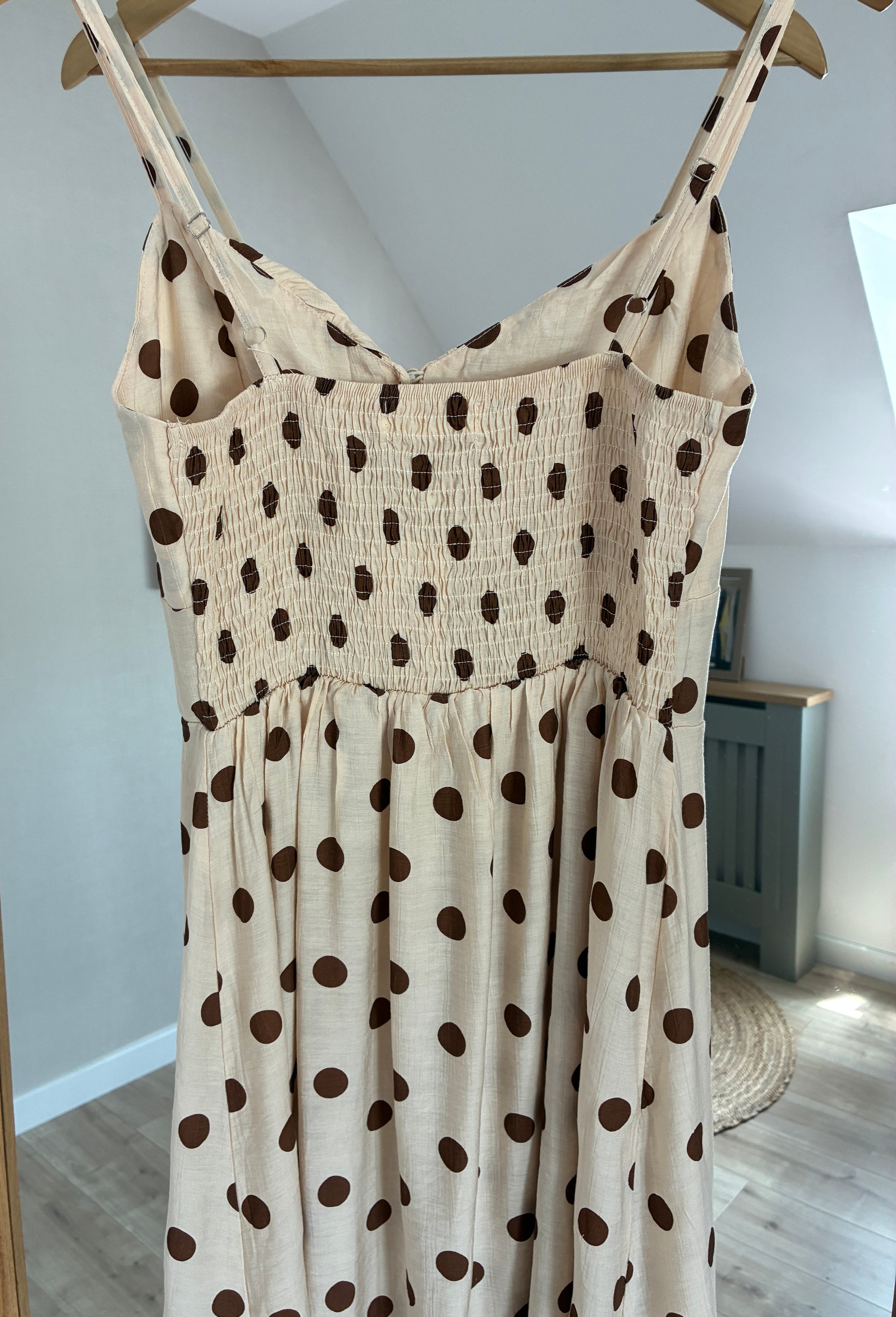 Robe beige à pois marron Shanys