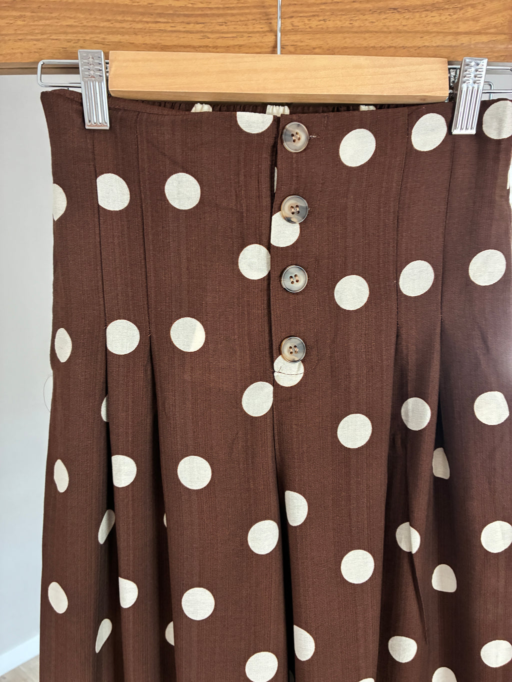 Pantalon marron à pois beige Salomé